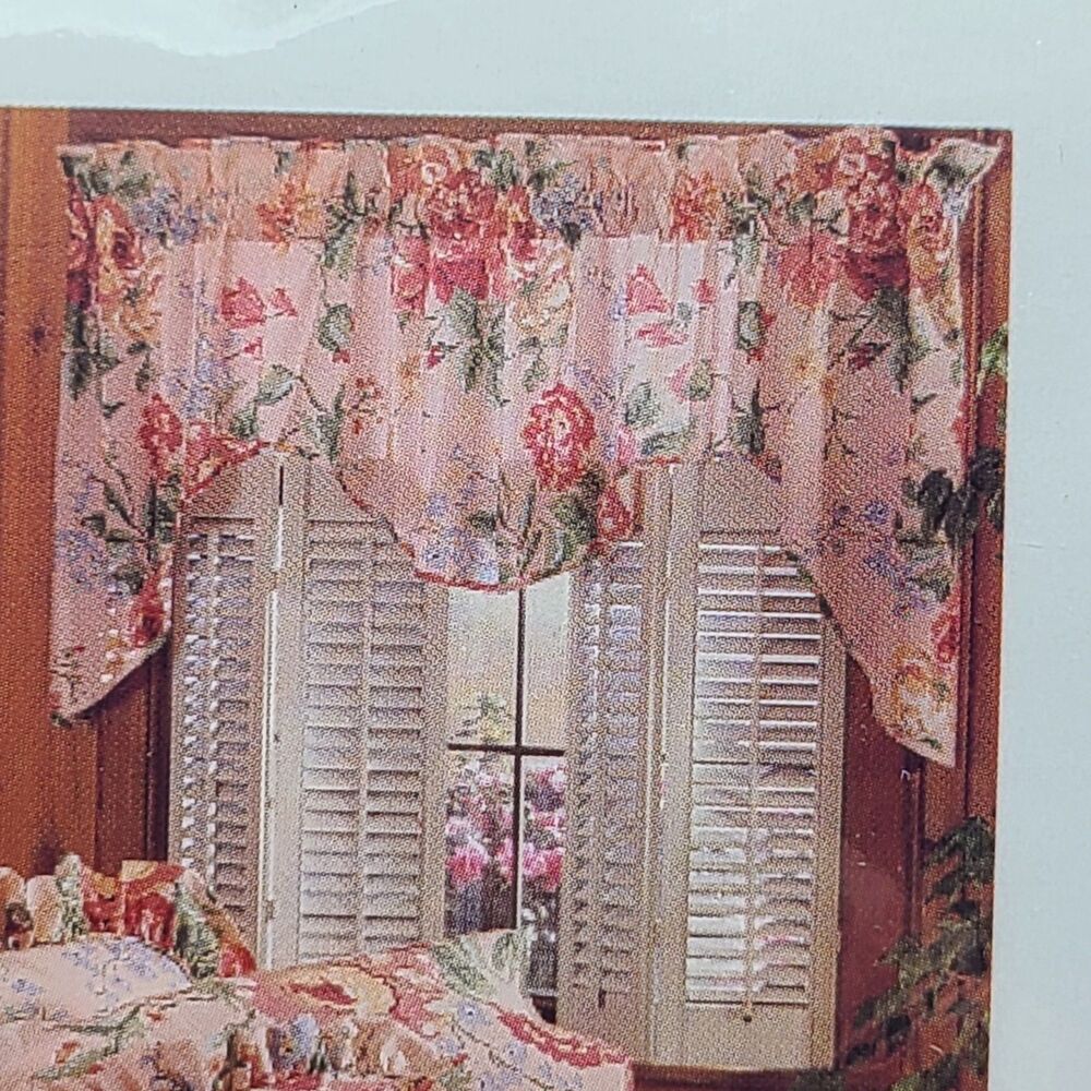 Eddie Bauer Home Valance Cotton Pink Floral Roses Cotton-84"x27" New
